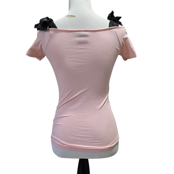 RARE* like new  unique punk rock vintage too fast off the shoulder top - Picture 3 of 4